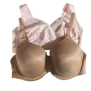 Auden Womens Nursing Bra Bundle 40D Underwire T-Shirt & Wireless Blush Tan Large